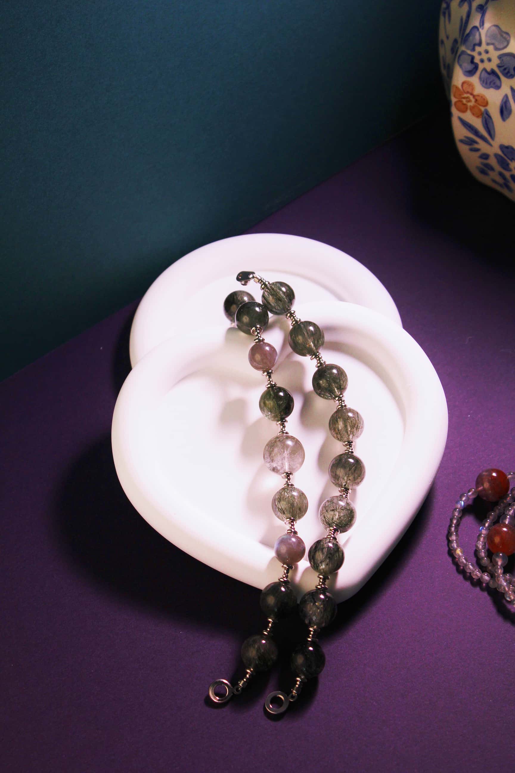 Natural Green Rutilated Quartz Bracelet for Women & Men, Wealth-Attracting & Career-Boosting Crystal Bracelet, Single - Loop Couple Jewelry Gift